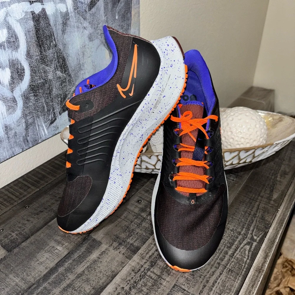 Nike Air Zoom Pegasus 38 Shield Mens SZ11.5 XE Black/Orange/Total Eclipse color - Picture 9 of 13